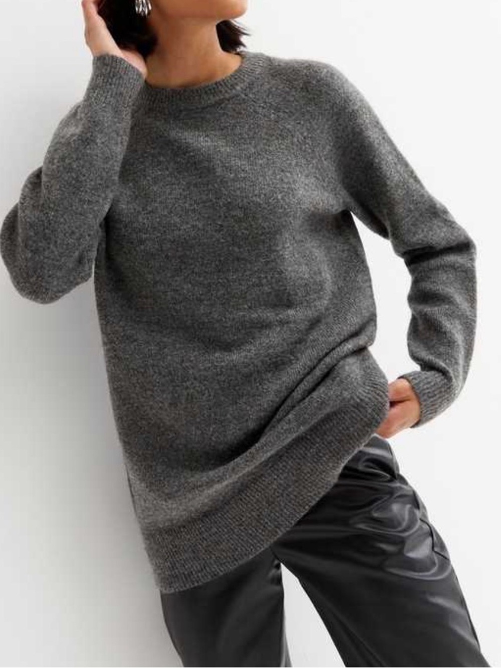 Abercrombie & Fitch Women's Charcoal Crewneck Long Sweater/Dress